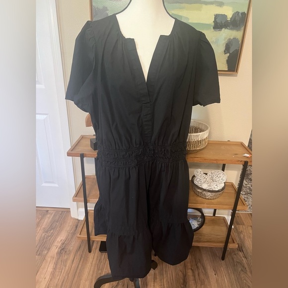 Anthropologie Somerset Mini Dres Black Cotton Tiered Smocked Waist Plus Size 3X - Picture 15 of 16